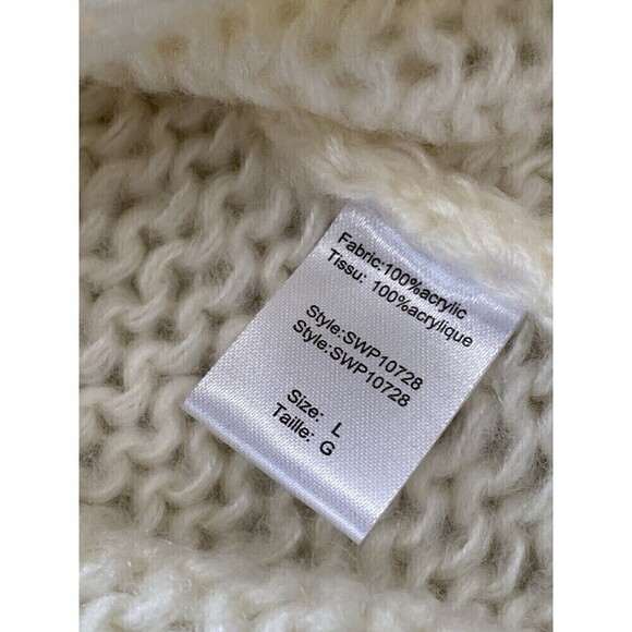 ELAN "Love" Cursive Sweater Ivory Black Lettering Sz Large Boho Beach Cozy Comfy - Picture 7 of 8